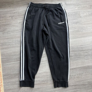 Adidas Men's Joggers Black 3-Stripe Track Pants Size L